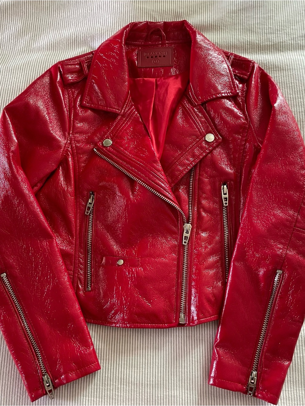 BLANK NYC Patent Leather Moto Jacket